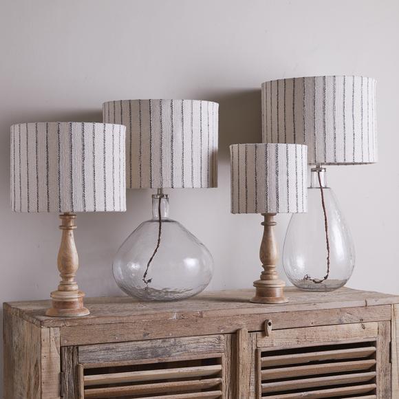 Nkuku Sanja Cotton Stripe Lampshade Off white & Grey