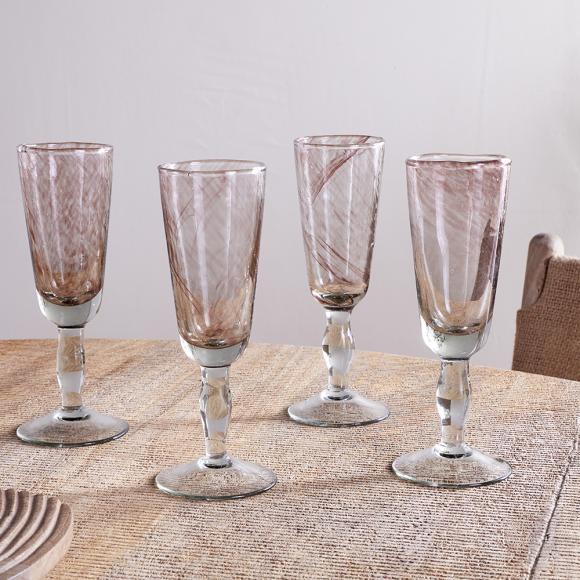 Nkuku Llanera Champagne Glass Plum (Set of Four)