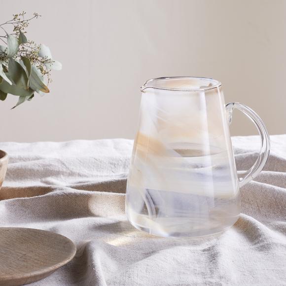 Nkuku Shirali Marble Swirl Jug Apricot 