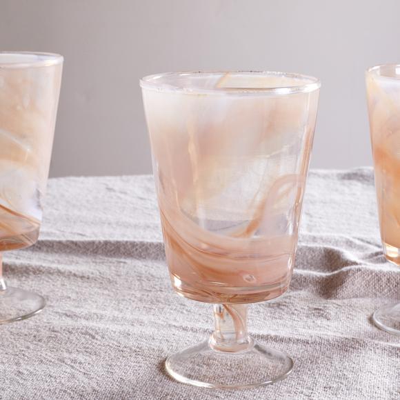 Nkuku Shirali Marble Swirl Wine Glass Apricot 