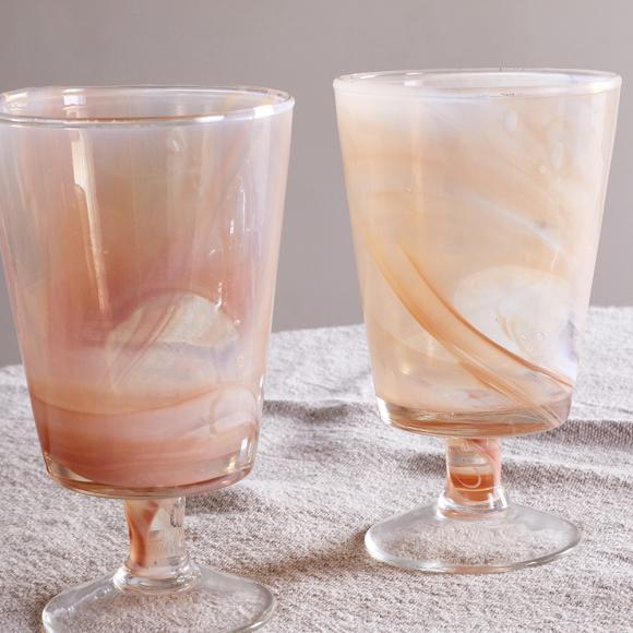 Nkuku Shirali Marble Swirl Wine Glass Apricot 