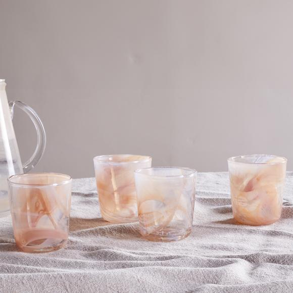 Nkuku Shirali Marble Swirl Tumblers Apricot 