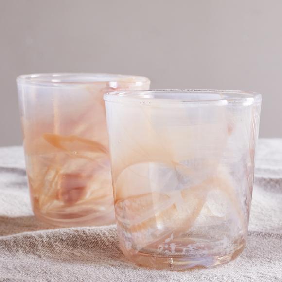 Nkuku Shirali Marble Swirl Tumblers Apricot 