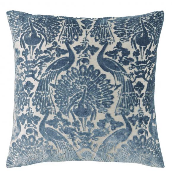 Laura Ashley Peacock Damask Cushion Dusky Seaspray