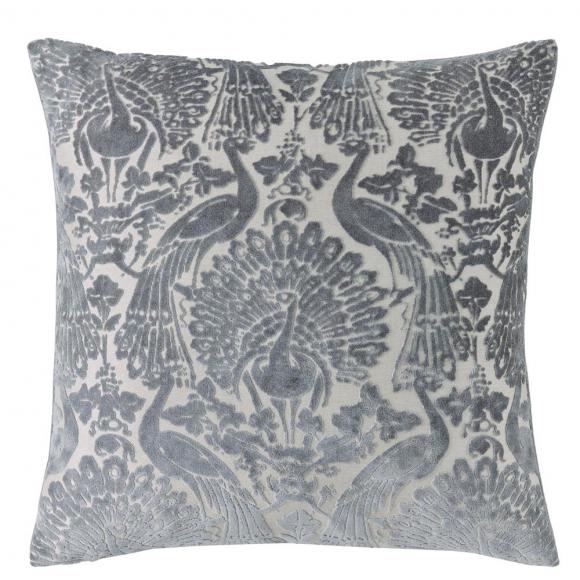 Laura Ashley Peacock Damask Cushion Steel