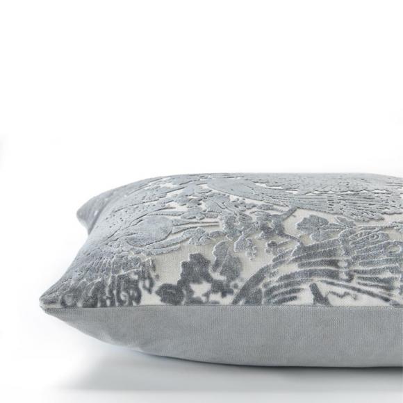 Laura Ashley Peacock Damask Cushion Steel