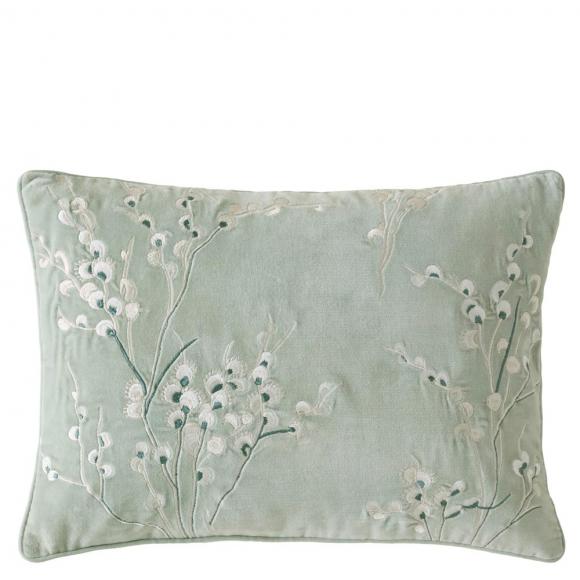 Laura Ashley Pussy Willow Embroidered Cushion Sage