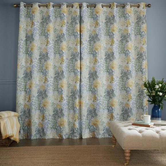 Laura Ashley Bernwood Ochre Yellow Lined Eyelet Curtains