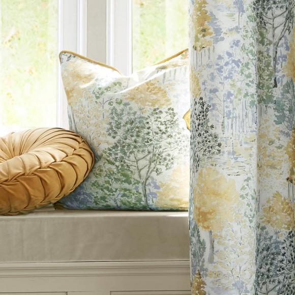 Laura Ashley Bernwood Ochre Yellow Lined Eyelet Curtains