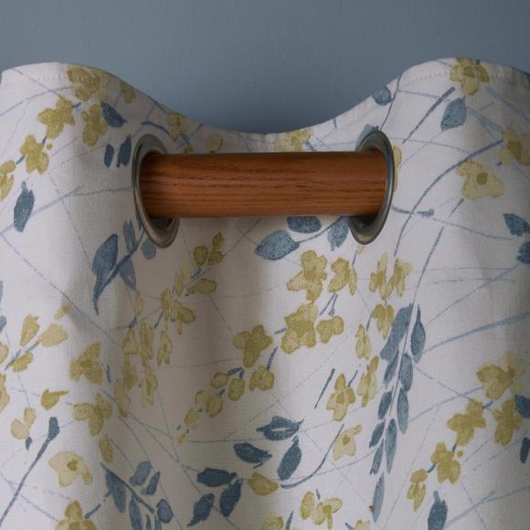 Laura Ashley Longston Sprig Lined Eyelet Curtains Ochre Yellow