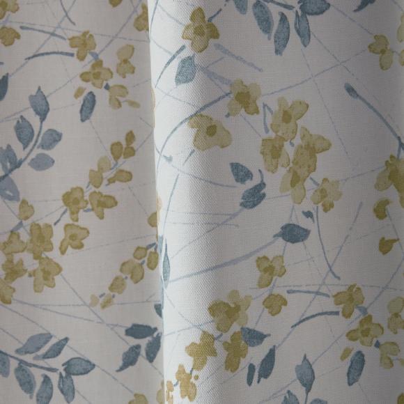 Laura Ashley Longston Sprig Lined Eyelet Curtains Ochre Yellow