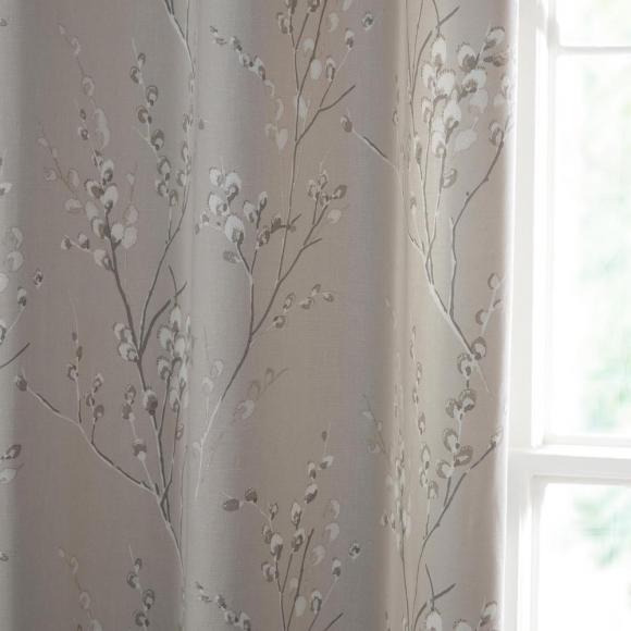 Laura Ashley Pussy Willow Truffle Natural Eyelet Curtains