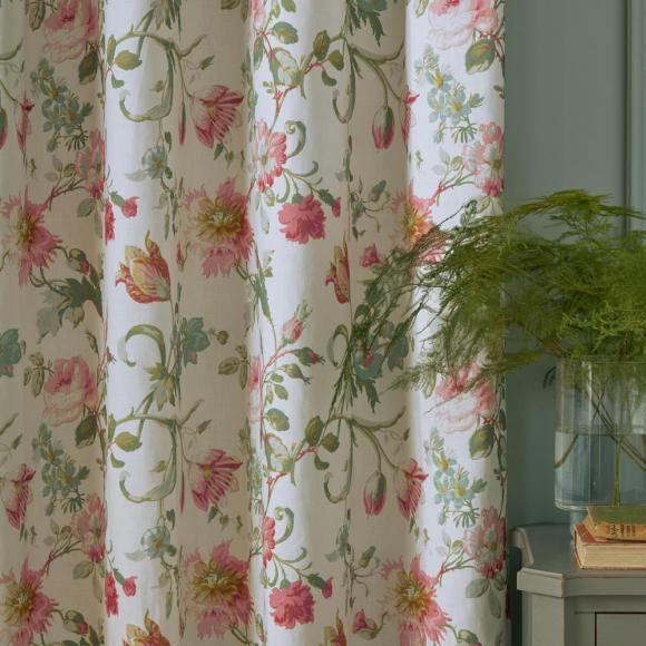 Laura Ashley Rosalind Pale Cranberry Lined Pencil Pleated Curtains