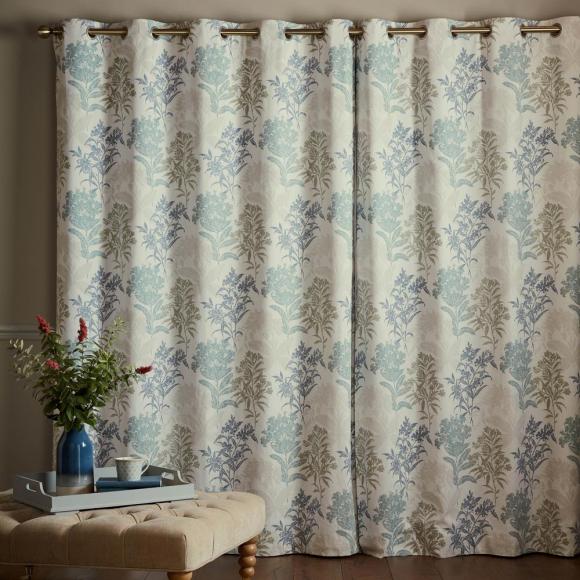 Laura Ashley Tenby Blackout Lined Eyelet Curtains Seaspray