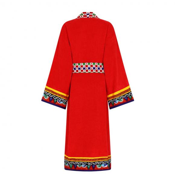 Dolce & Gabbana Casa Carretto Kimono Bathrobe with Belt Red