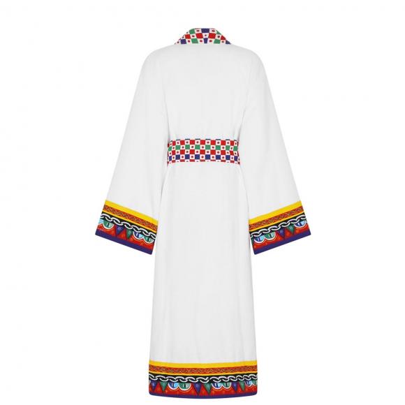 Dolce & Gabbana Casa Carretto Kimono Bathrobe with Belt White