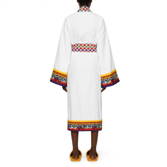 Dolce & Gabbana Casa Carretto Kimono Bathrobe with Belt White