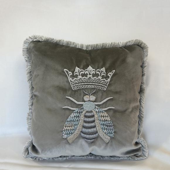 Mastro Raphael Herald Embroidered Bee Cushion Grigio