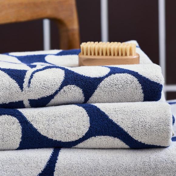 Orla Kiely Sycamore Stripe Towels Dusk-Blue