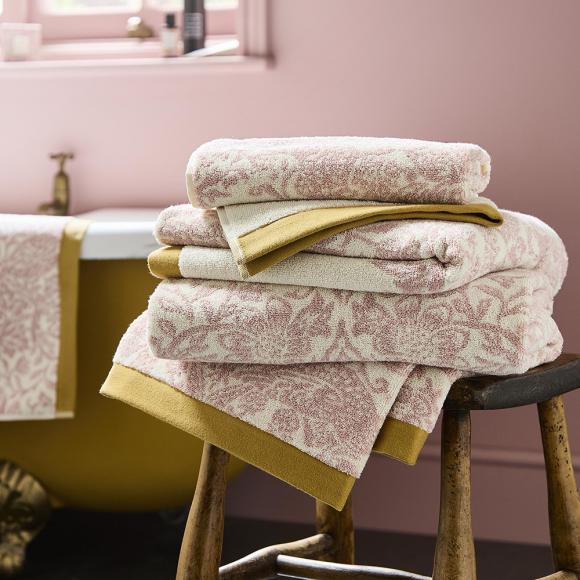 William Morris At Home Strawberry Thief Towel Plaster Pink