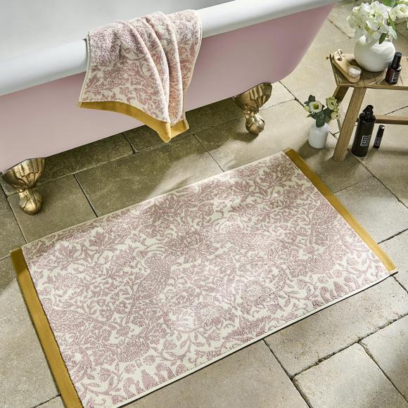 William Morris At Home Strawberry Thief Bath Mat Plaster Pink