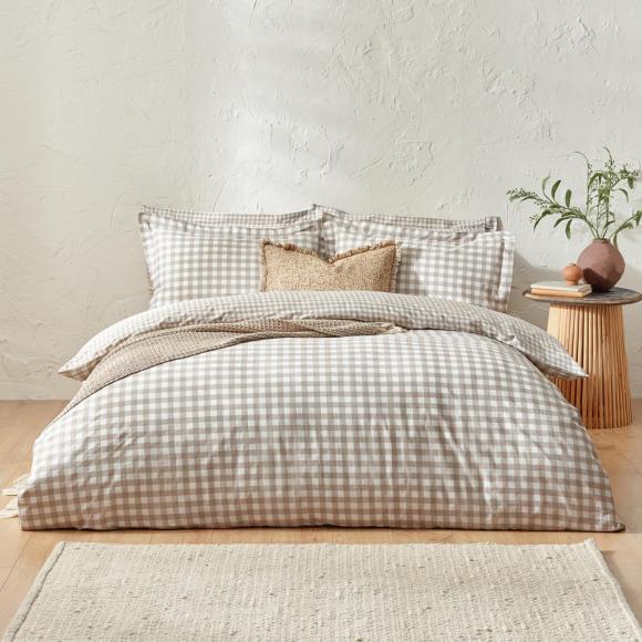 Yard Barton Gingham Check Natural Duvet Cover Set