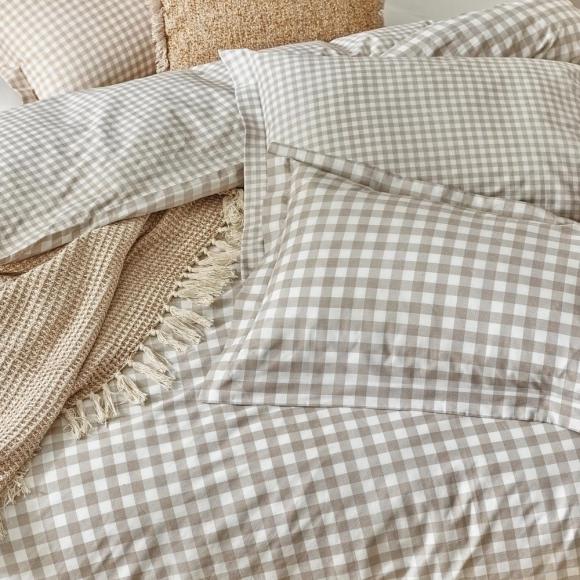 Yard Barton Gingham Check Natural Duvet Cover Set