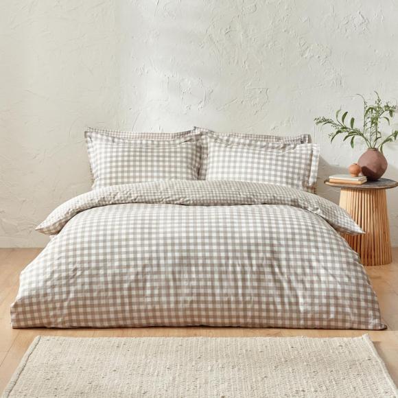 Yard Barton Gingham Check Natural Duvet Cover Set