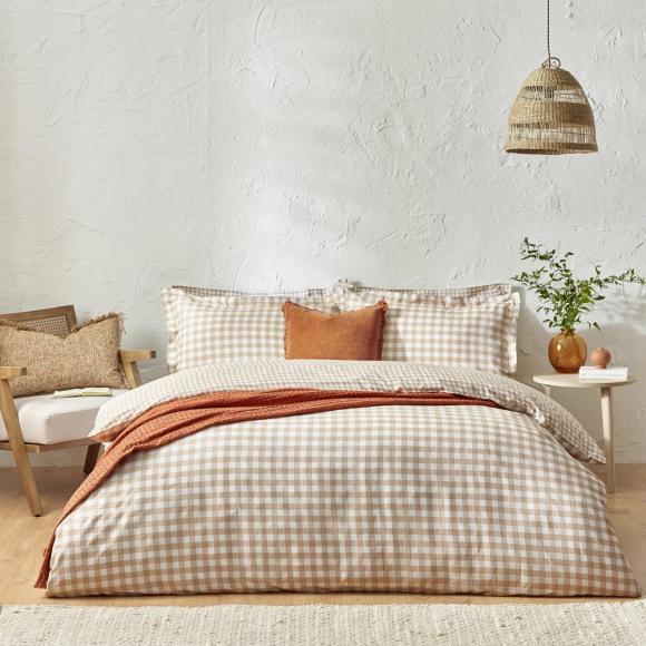 Yard Barton Gingham Check Biscuit Duvet Cover Set