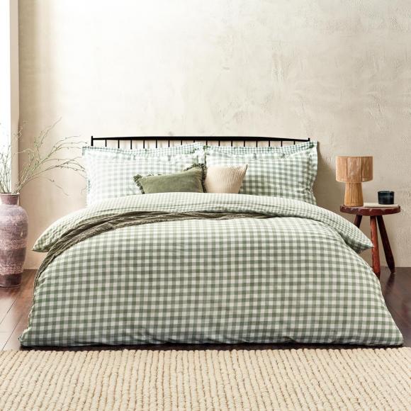Yard Barton Gingham Check Forest Duvet Cover Set
