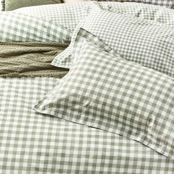 Yard Barton Gingham Check Forest Duvet Cover Set