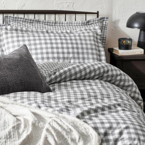 Yard Barton Gingham Check Grey Duvet Cover Set