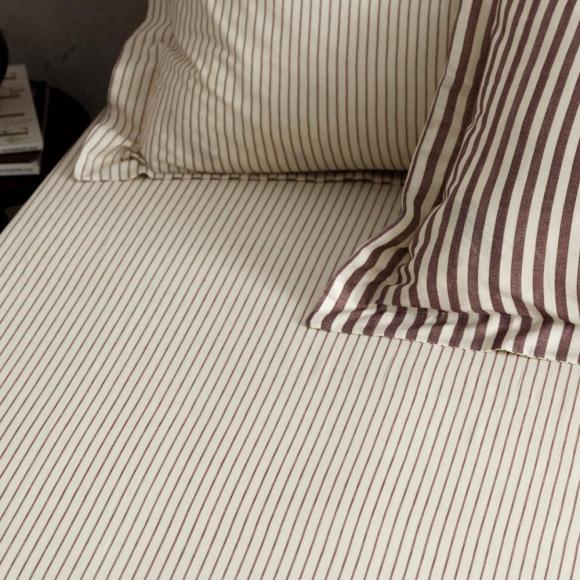 Yard Hebden Beetroot Narrow Stripe Fitted Sheet