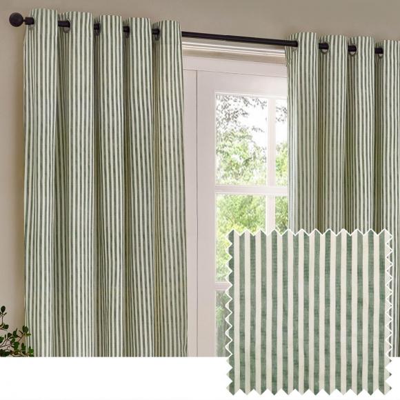 Yard Hebden Forest Green Striped Eyelet Curtains