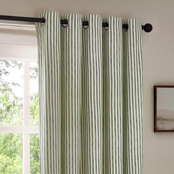 Yard Hebden Forest Green Striped Eyelet Curtains