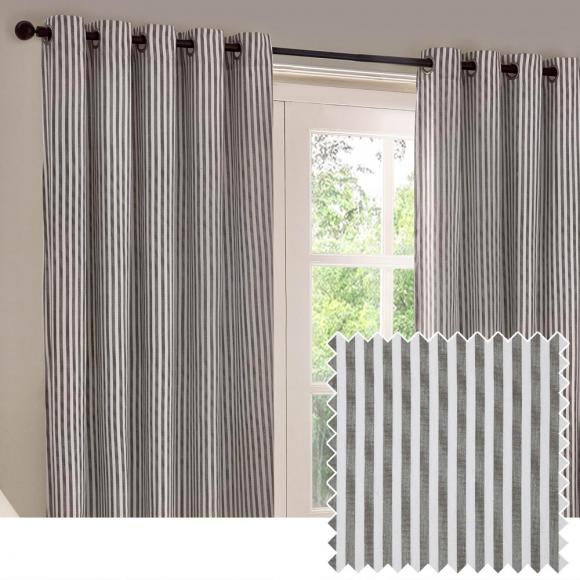 Yard Hebden Grey Striped Eyelet Curtains