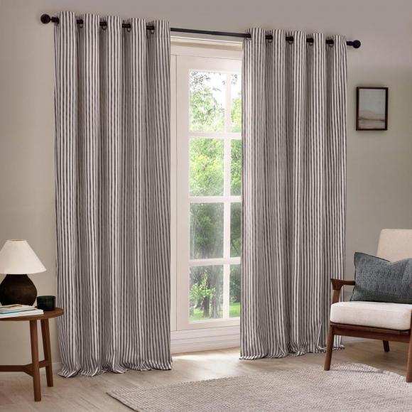 Yard Hebden Grey Striped Eyelet Curtains