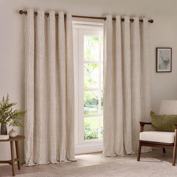 Yard Hebden Natural Striped Eyelet Curtains