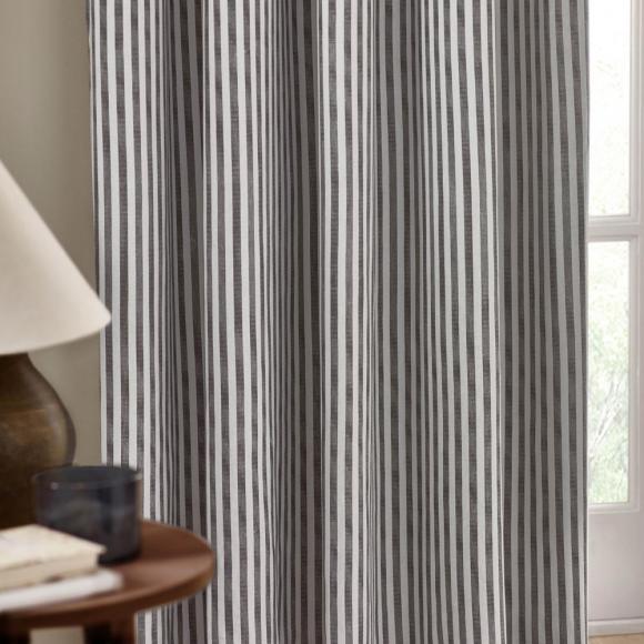 Yard Hebden Grey Striped Curtains with Header Tape