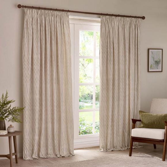 Yard Hebden Natural Striped Curtains with Header Tape