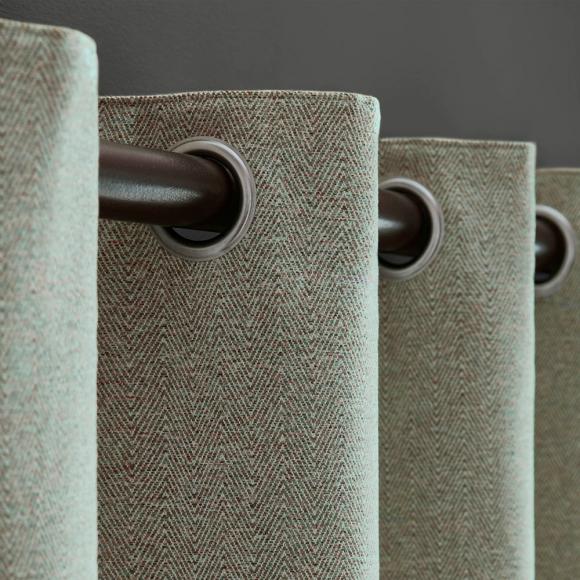 Laura Ashley Milbourne Herringbone Lined Curtains Grey - Sage