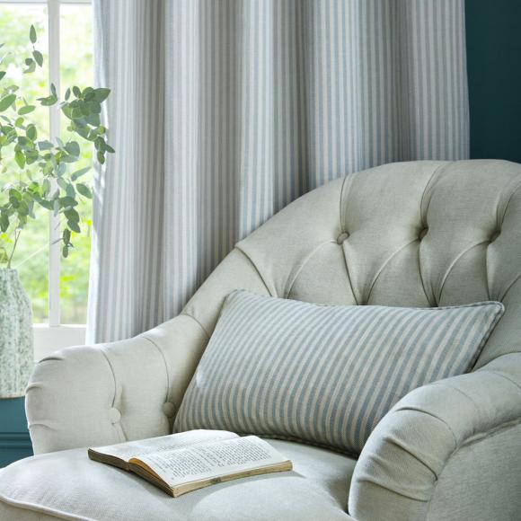 Laura Ashley Cornish Chenille Stripe Cushion Slate Blue