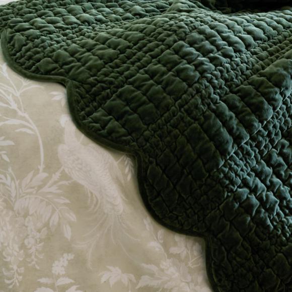 Laura Ashley Scalloped Bedspread Pine Green
