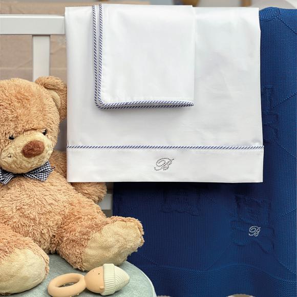 Blumarine Baby Navy 3 Piece Sheet set for Baby Cradle