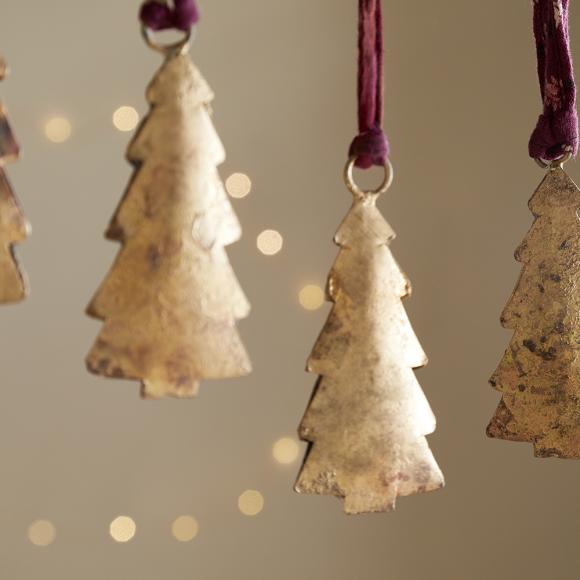 Nkuku Mishti Tree Baubles - Antique Brass (Set of 4)