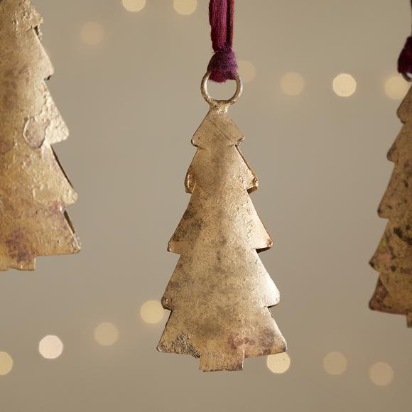 Nkuku Mishti Tree Baubles - Antique Brass (Set of 4)