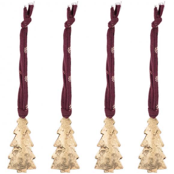 Nkuku Mishti Tree Baubles - Antique Brass (Set of 4)