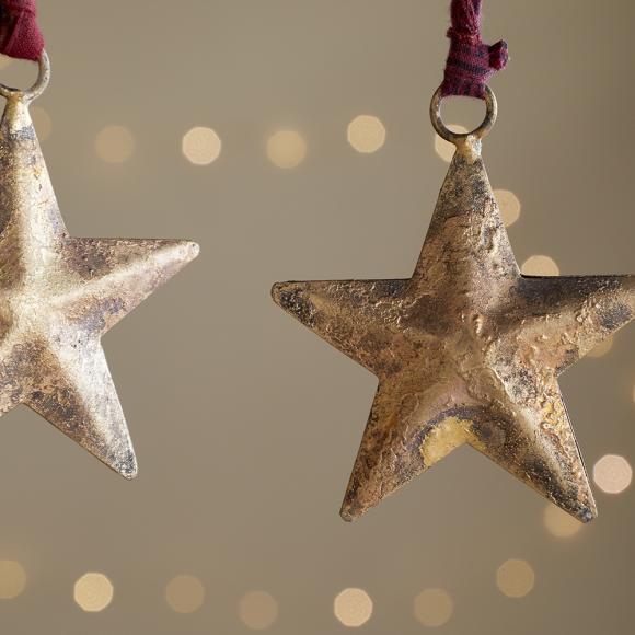 Nkuku Roshani Star Baubles - Antique Brass (Set of 4)