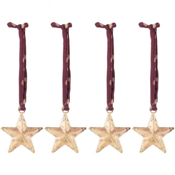 Nkuku Roshani Star Baubles - Antique Brass (Set of 4)