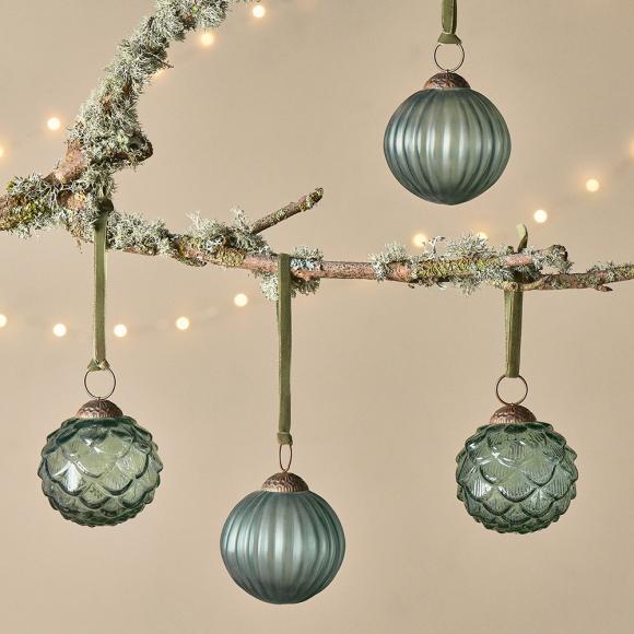 Nkuku Hara Baubles - Green (Set of 4)